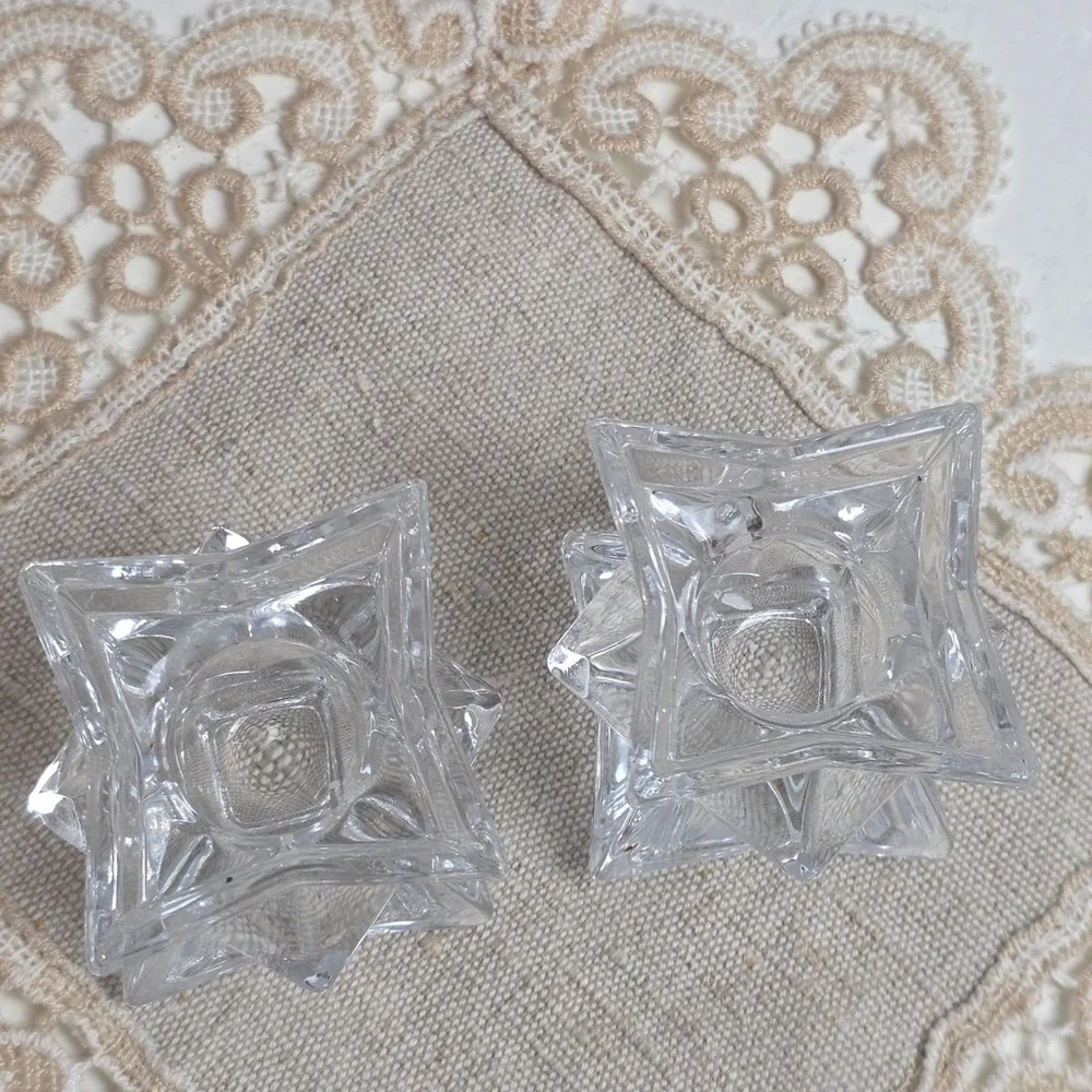 CLEARANCE‎ 💲6️⃣ Vintage Glass Star Shaped Taper Candle Holders All Occasion